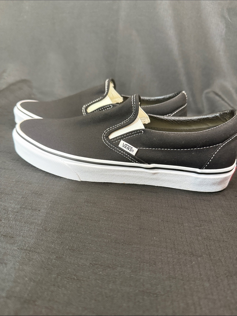Vans Slip-On Canvas Loafers in Black and White Men Size 9 Women Size 10.5